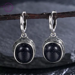 10*12mm Blue Sandstone Earrings for Women Natural Gemstone Vintage Drop Earring Moonstone Labradorite Jewelry Wedding Party Gift