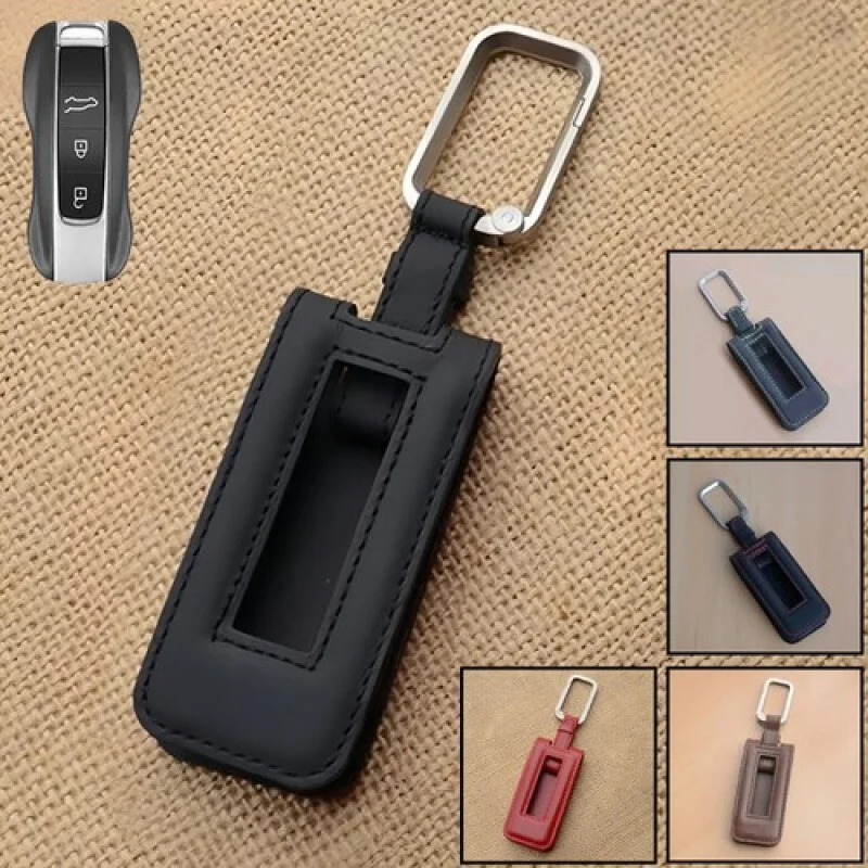 

A+ Real Leather Car Key Fob Case Cover Bag For Porsche Cayenne Panamera 911 Taycan