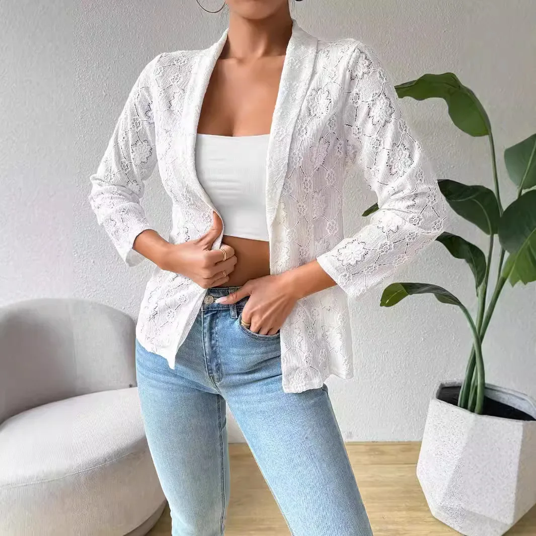 2025 Women's Clothing Blazer Autumn and Winter New Elegant Solid Color Lace Lapel Casual Suit Women's Jacket