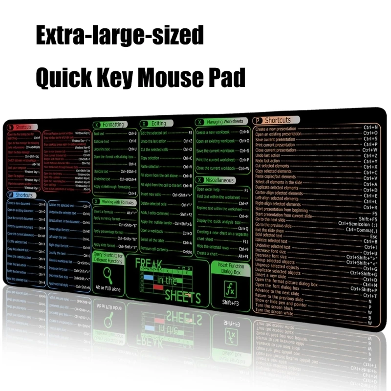 Excels and Word Shortcut Keyboards Mouse Pad Offering Comfortable Workspaces for Office Tasks and Gaming