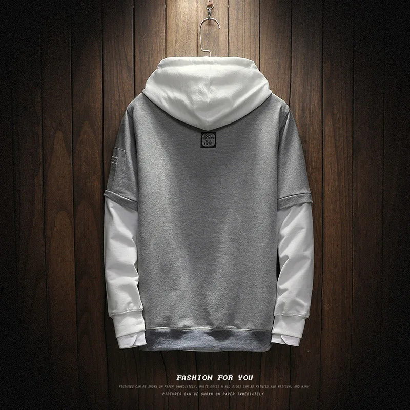 Sweat-shirt à capuche pour homme, style Hip Hop, manches longues, contraste, haute qualité