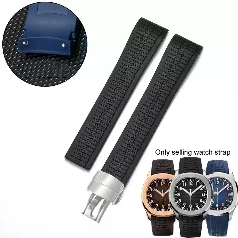 High Quality Soft Rubber Watch Band Aquanaut Fits For Patek Philippe Silicone 5164A 5167A 5168A Folding Buckle Watch Strap 21mm
