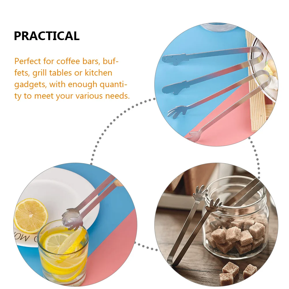 

5 шт., щипцы для еды, нескользящие щипцы из нержавеющей стали с защитой от ожогов, кухонные щипцы для барбекю, шведского стола, салата, закуски, хлеба, сахара, сервировки, кухни