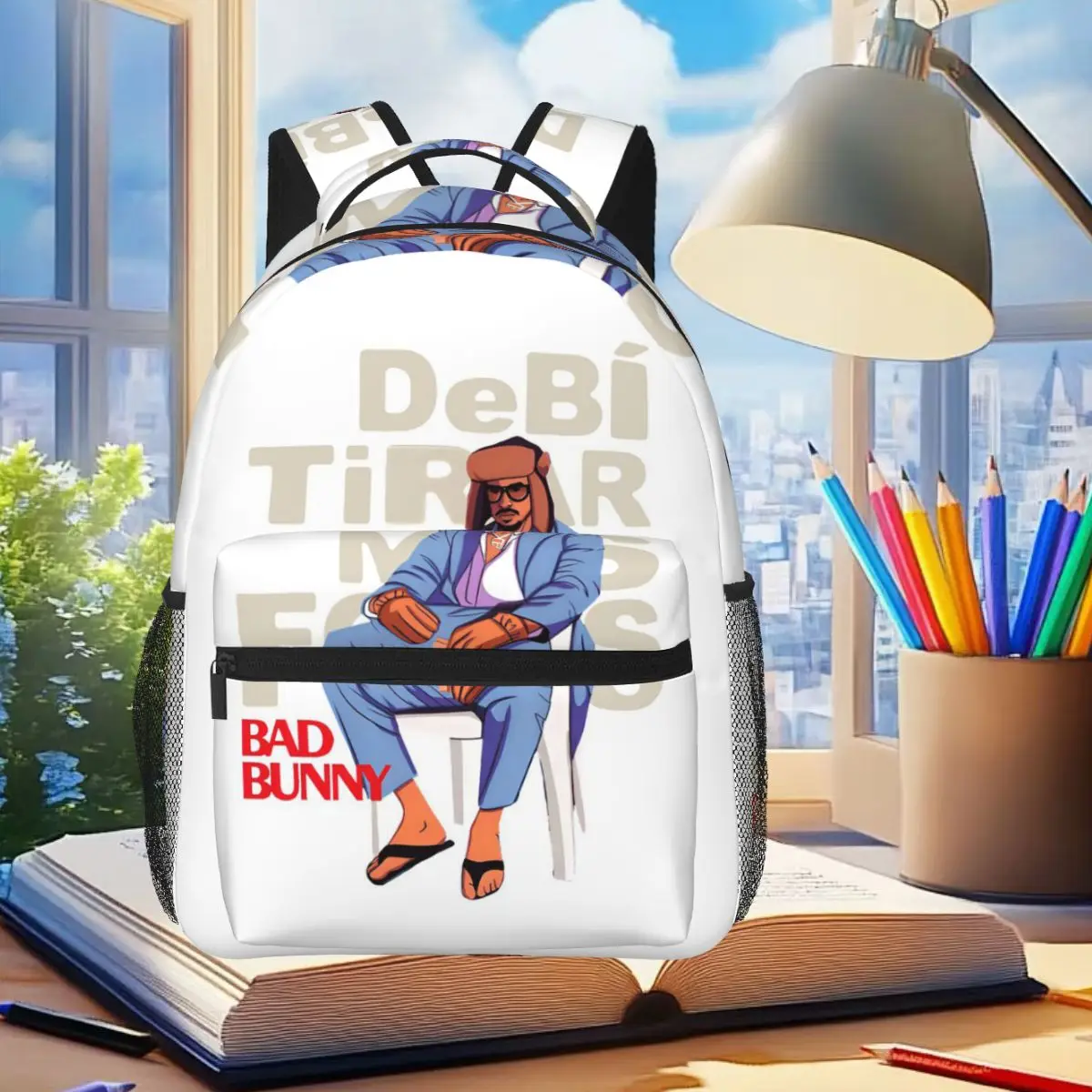 

Rapper Bad Bunny Merch Backpack Student Boys Girls BookBag Children School Bag Computer Shoulder Bags for Men Women