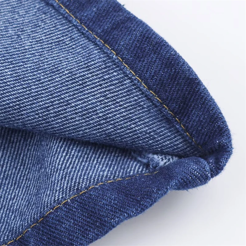 KEYANKETIAN الخريف جديد الملابس النسائية الرجعية الدنيم كشكش حافة الطبقات الديكور واحدة الصدر قميص دينيم للنساء #6