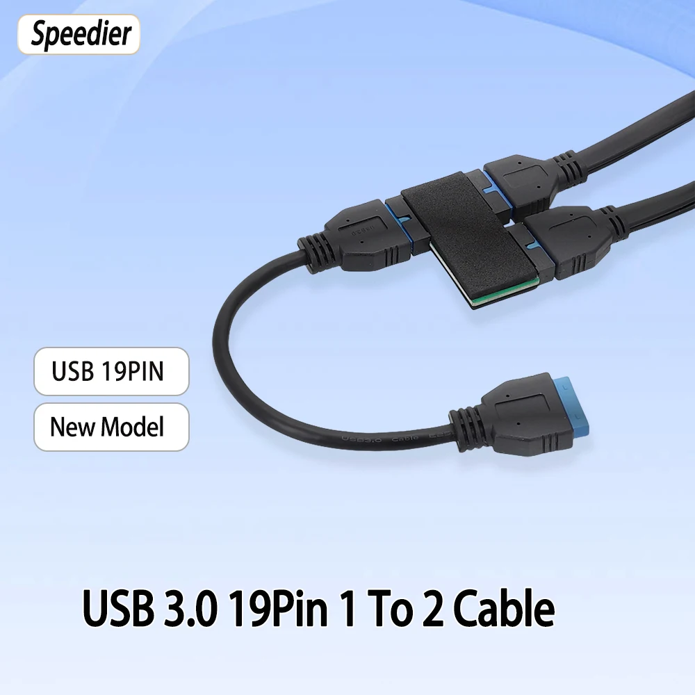 New Computer Motherboard USB 3.0 Extension Cable - 19 - Pin PCIe Header 1 To 2 Splitter & 20 - Pin 1 To 2 Splitter