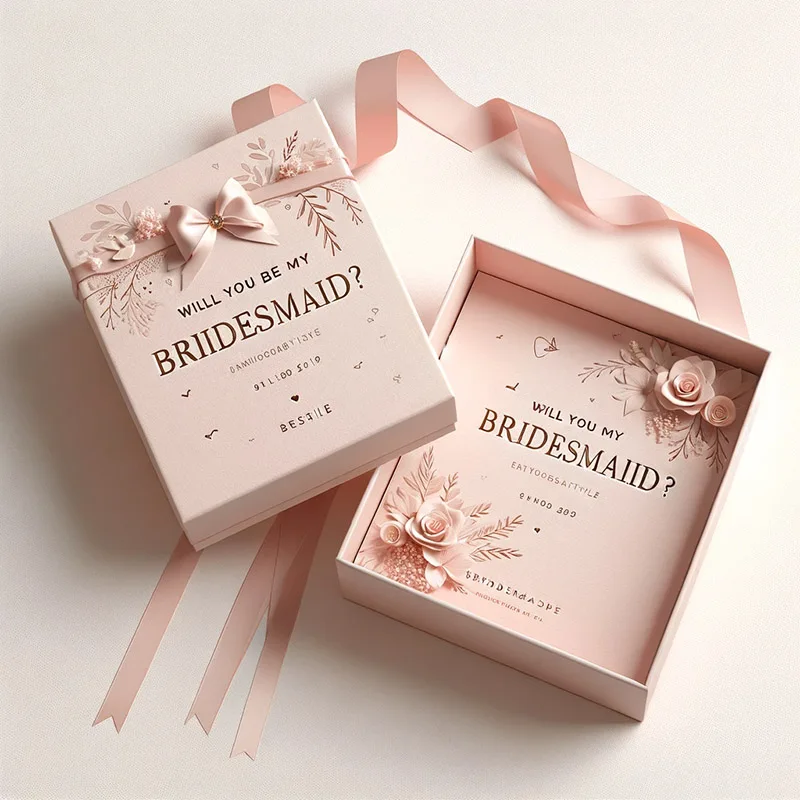 Custom personalilzed bridesmaid box reusable friendly paper packaging bachelorette boxes bridesmaid proposal box matt lamination