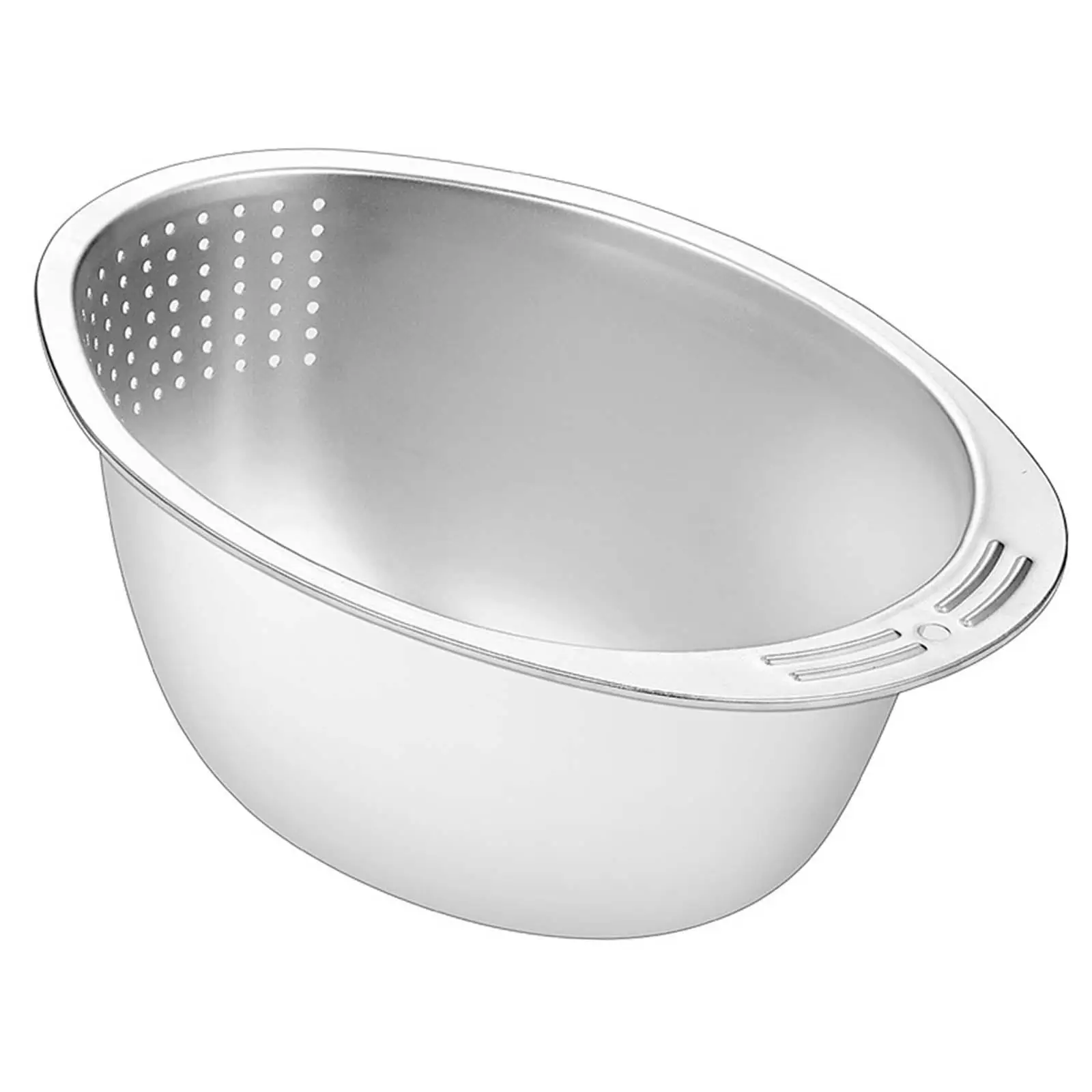 Slanted Rice Strainer Washing Bowl Stainless Steel Colander Practical Multifunctional with Side Drainage for Professional Chef