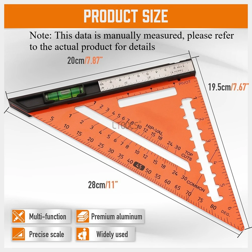 Woodworking Angle Measuring Ruler Digital Angle Measuring Instrument Aluminum Alloy Marking Gauge Multi-purpose Engineering Tool