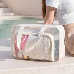 Transparent PVC Large Capacity Storage Bag Swimming Bags Women Large Wet Dry Separation Sports Bag Beach Fitness Travel Handbag