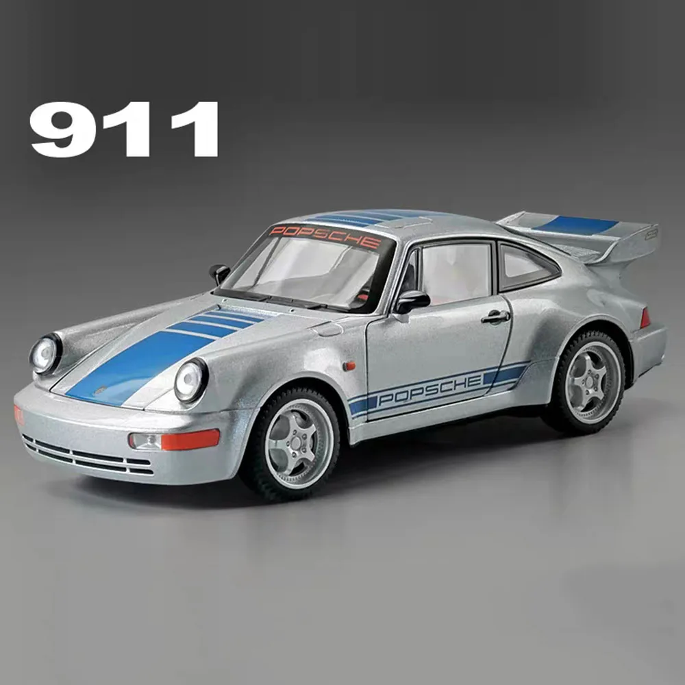 1:24 964 911 GT3 RSR Legering Speelgoed Diecast Auto Modellen Rubberen Banden Wiel Trek Supercar 4 Deuren Geopend Voertuigen Kinderspeelgoed