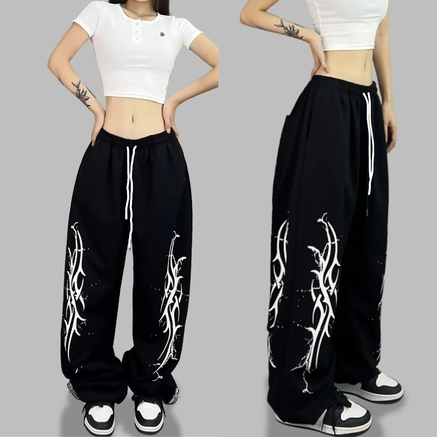 2026 Summer New Women's High Waist Sweatpants Quick Dry Breathable Tribal Print Joggers Casual Elastic Waist Streetwear Kids