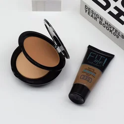 30ml Liquid Foundation Dark Skin Dedicated Foundation Cosmetic 30g Micolor Fit Me 2 IN 1 Matte Black Skin Poreless Powder Set