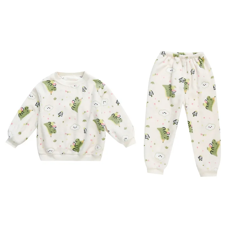 

Girls Flannel Pajama Set, Coral Fleece Loungewear for Toddlers & Kids Winter 2-Piece Sleepwear