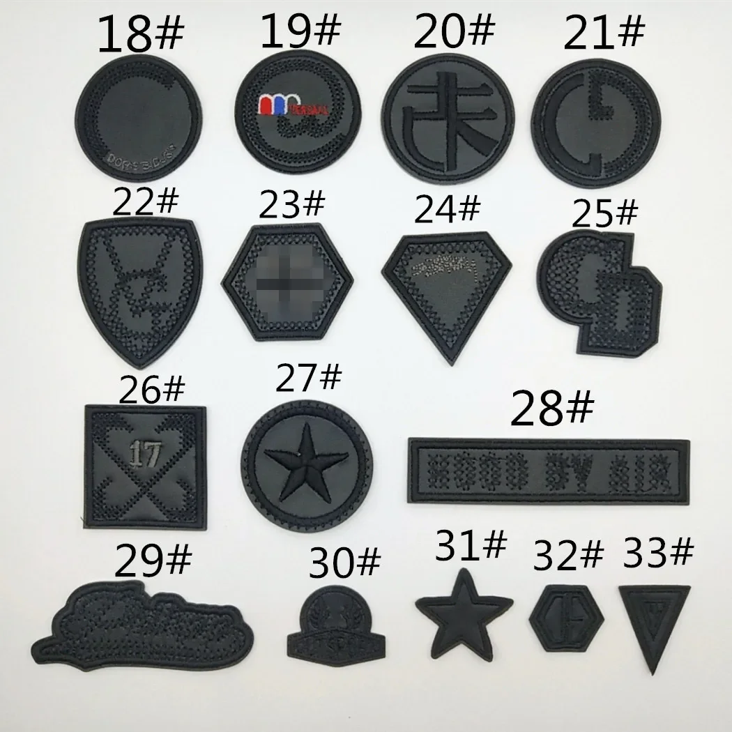 Self-adhesive Black PU Leather Military Embroidered Patches for Clothing Round Star Hole Repair Iron on Clothes Sticker Stripes