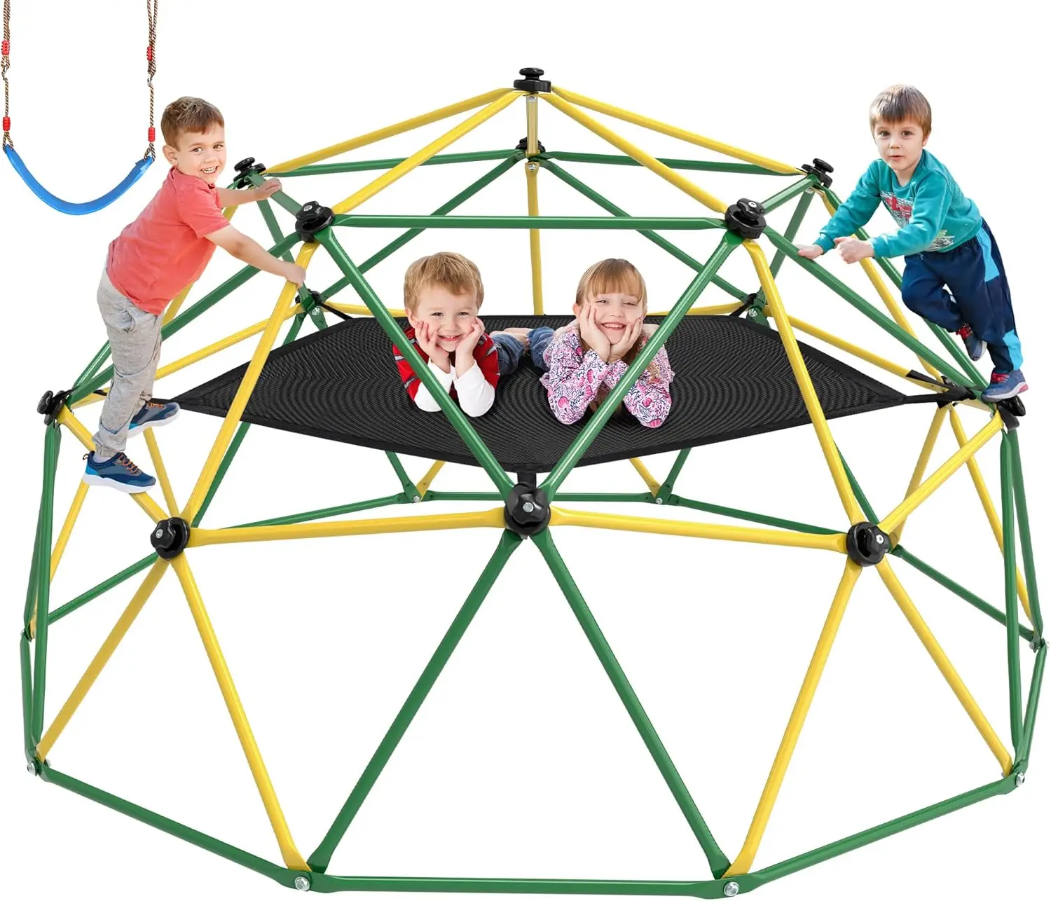 Climbing Dome, Dome Climber with Hammock & Swing for Kids 3-10, Kids Outdoor Jungle Gym Supports , Easy Assembly Playground Jung