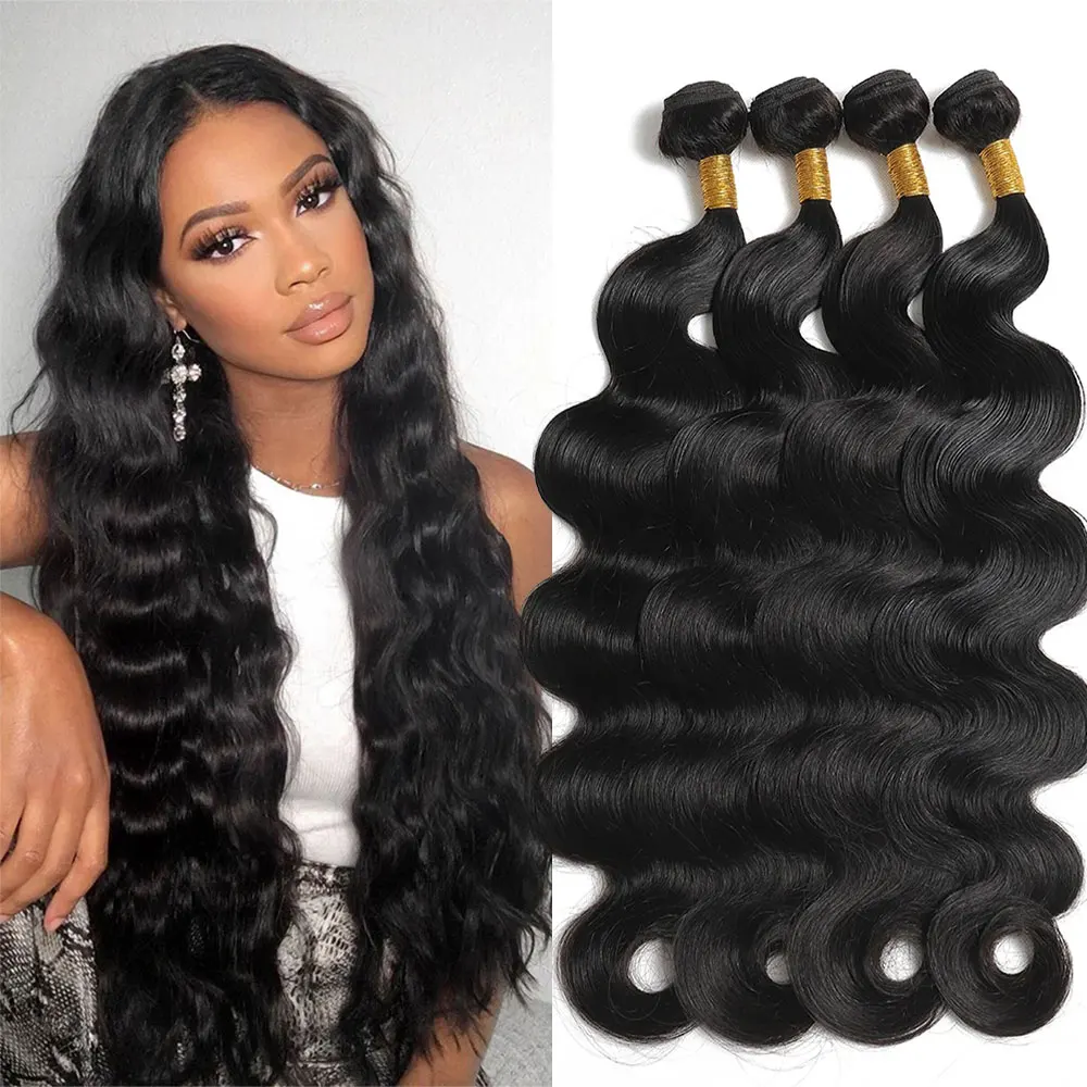 Body Wave Bundles Human Hair Brazilian Weaving 12A 1/3 /4 Bundles Deal Virgin Hair 8-28Inch Natural Black Raw Hair Extensions