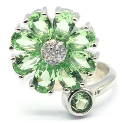 Buy 4 Get 1 Free 22x17mm SheCrown 5.4g Green Tsavorite Garnet Emerald Amethyst Women Engagement Rings Silver