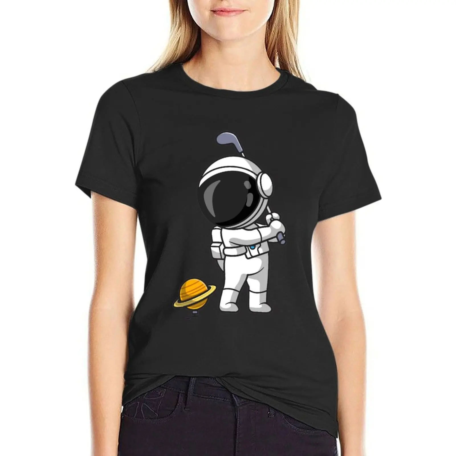 

Astronaut playing planetary golf T-Shirt customs design your own plain designer clothes Women luxury