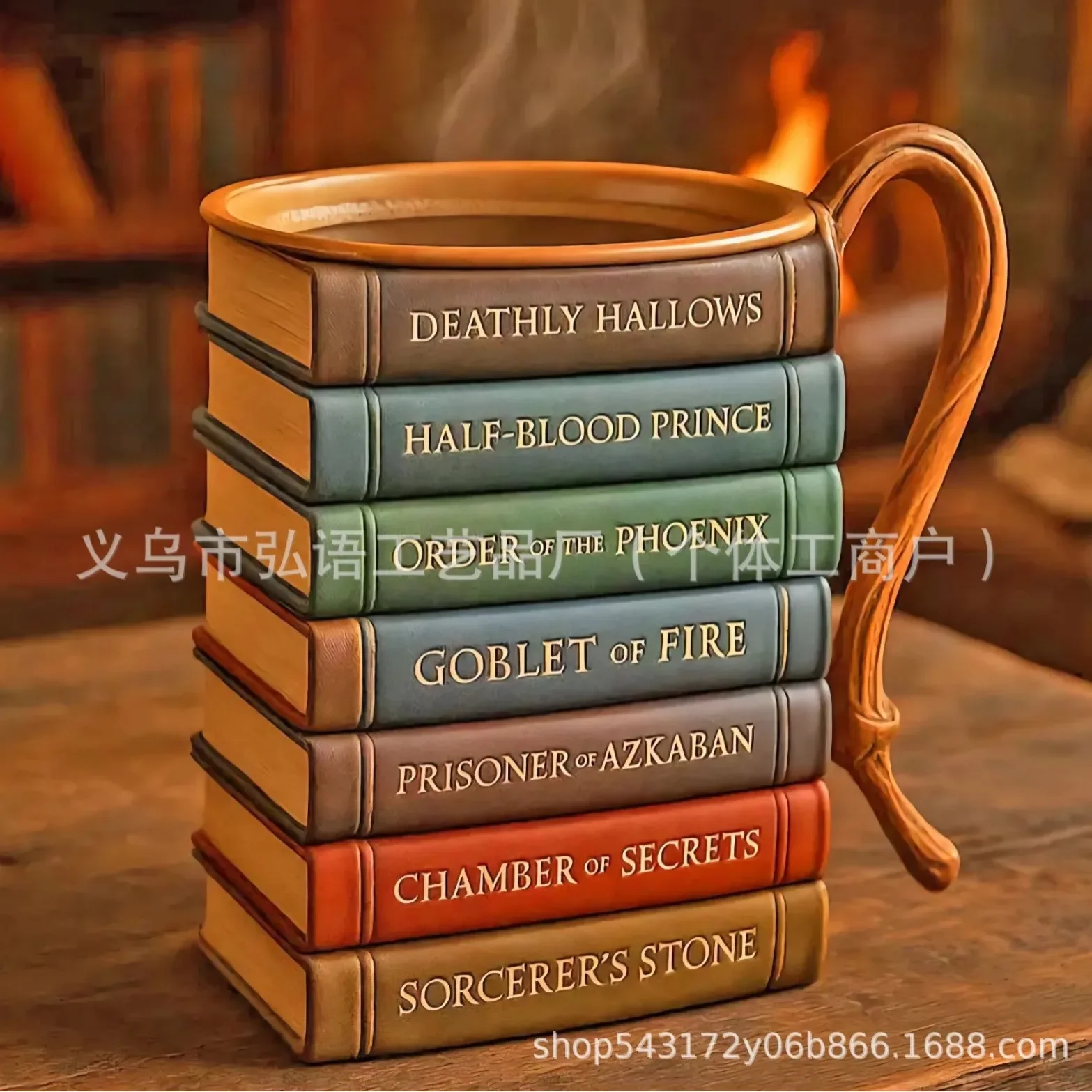 

Book Series Coffee Mug Resin Figurine Literary Themed Cup Ornament for Bookshelf Desk Decor Creative Gift Book Lovers Readers