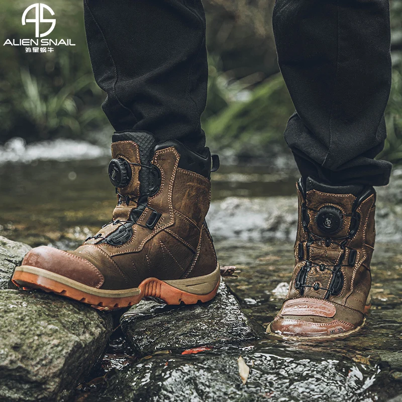 

Genuine Leather Motorcycle Boots Men Waterproof Vintage Moto Casual Riding Shoe Motocross Protection Boots for Women Size 36-45