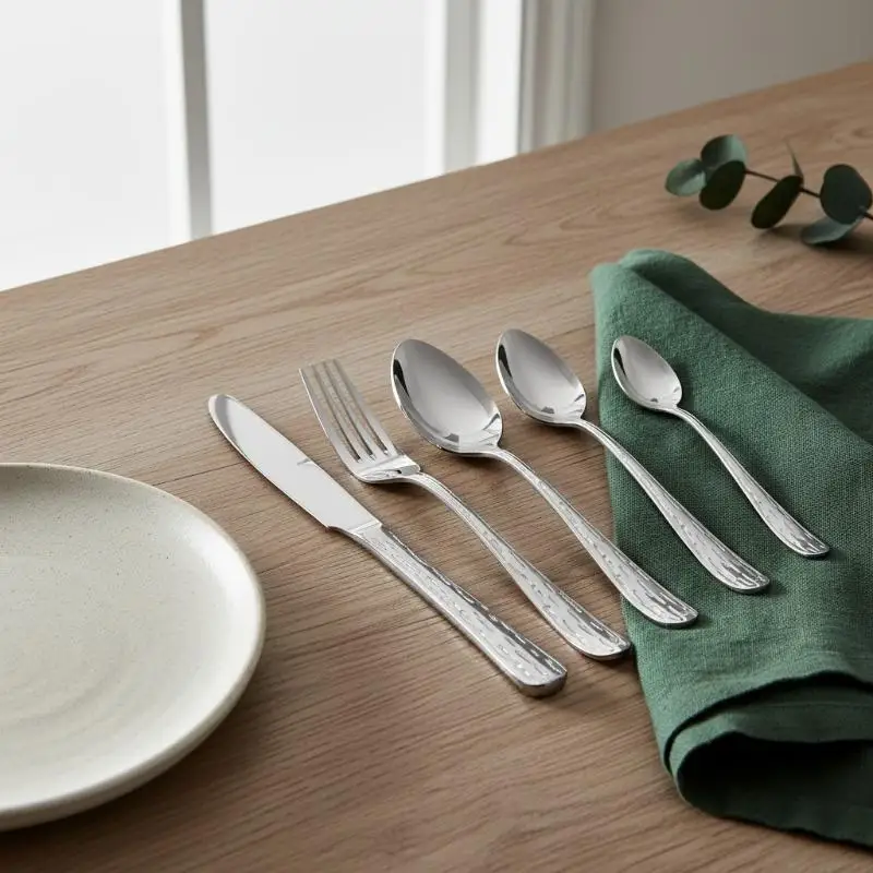 Stainless Steel Long Handle Spoon Dinnerware Set Western Steak Cutlery Ice Pattern Spoon Fork Tree Bark Pattern Small Waist