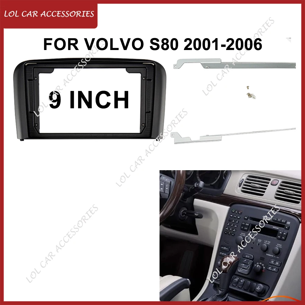 

9-дюймовый лицевой прибор для Volvo S80 2001-2006, автомобильный радиоприемник, Android, стерео GPS, MP5, плеер, головное устройство, 2 Din, навигация, панель приборной панели, крышка рамки