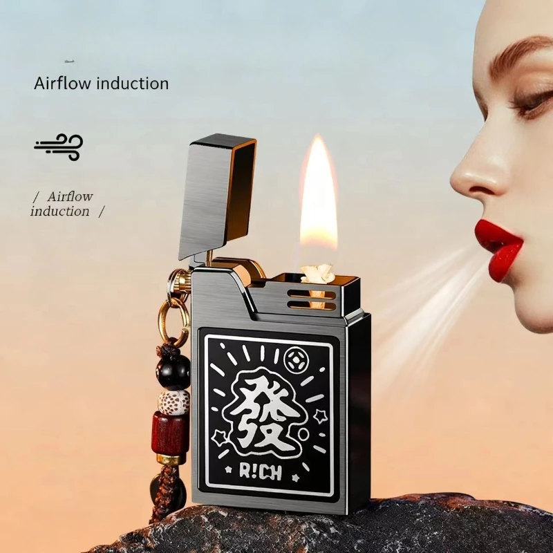 

New Mini Block Voice Controlled Lighter Four Ignition Modes Retro Black Technology Lighter Exquisite Compact and Portable