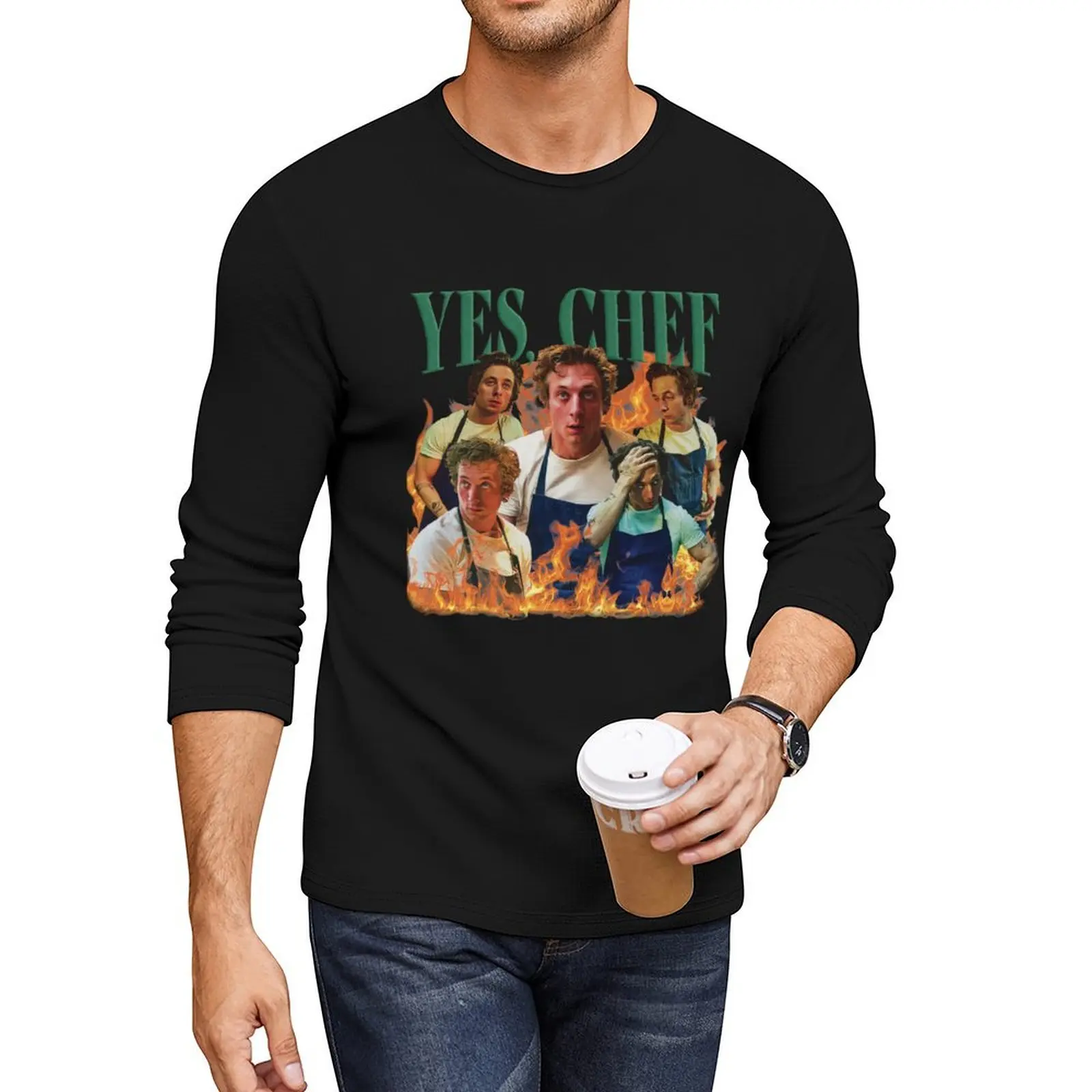 Yes Chef Jeremy Allen White The Bear Tv Show Long T-Shirt oversized t shirt t shirt man funny t shirts fitted shirts for men