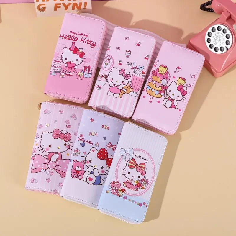 Portafoglio compatto Hello Kitty-tasca portamonete con cerniera sicura e slot per carte Multiple-ideale per l\'organizzazione di carte d\'identità e