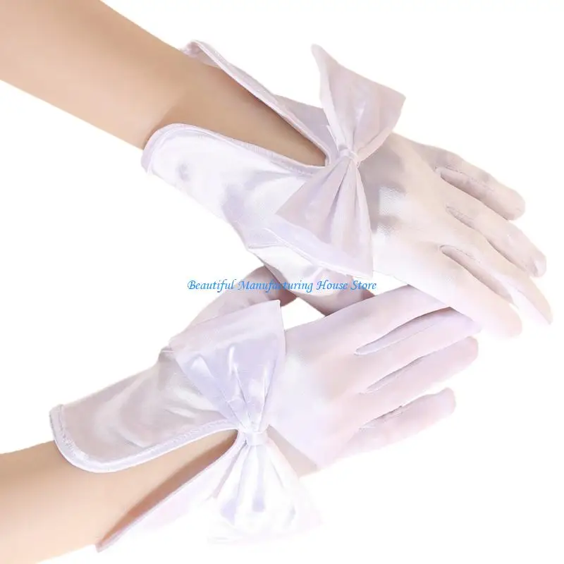 ถุงมือ E56a ถุงมือสั้นสีขาวสั้นสำหรับ Proms Concert Concert Evening Banquet Accessory Gloves Short