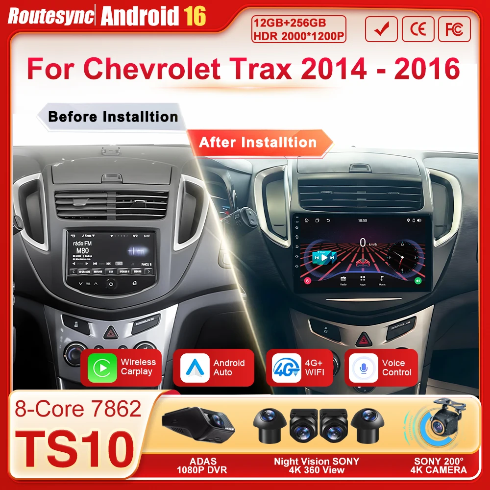 

Для Chevrolet Trax 2014-2016: Автомагнитола Android 16 с беспроводным CarPlay, мультимедиа, стереосистема, разделенный экран, GPS-навигация, 4G