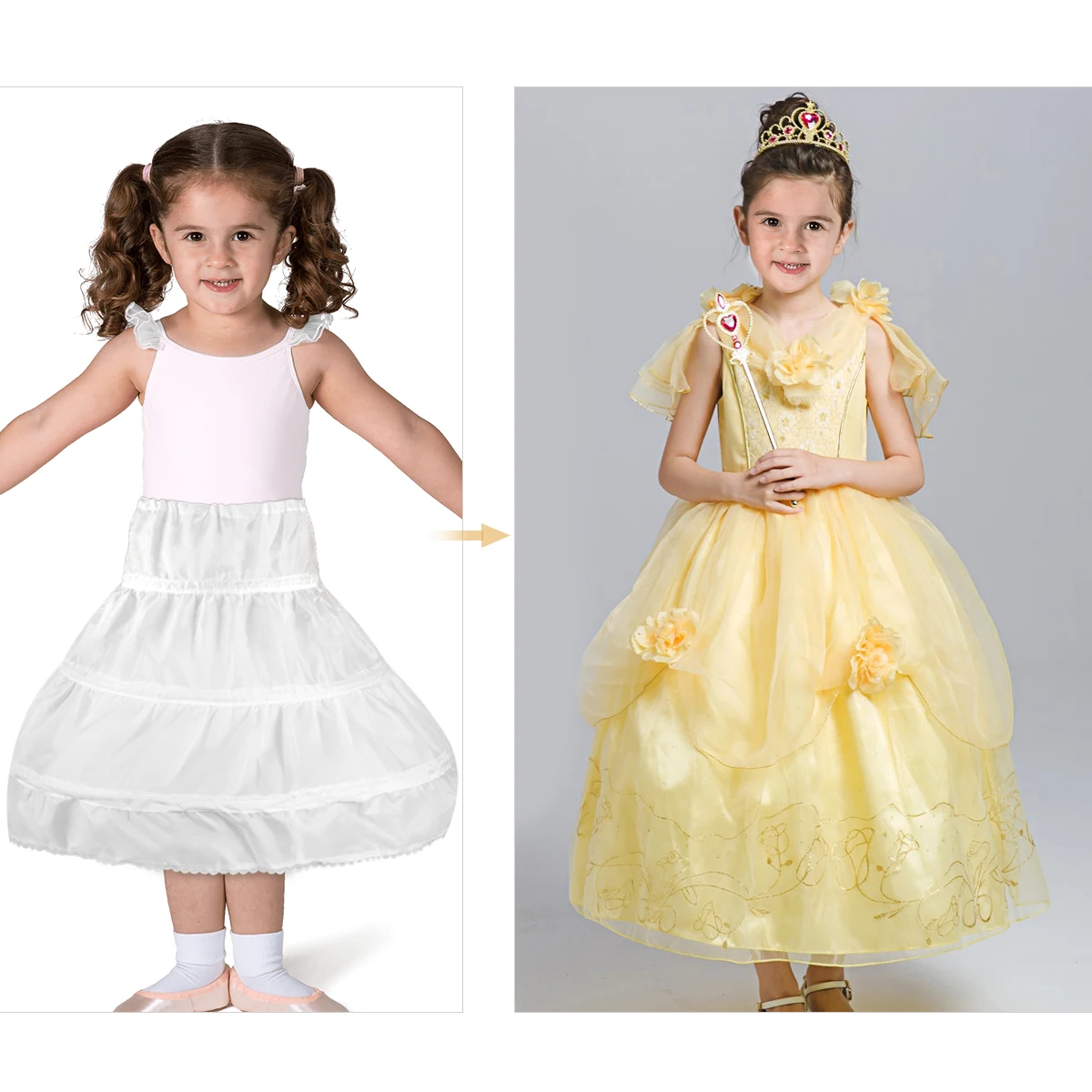 

Princess Petticoat Pink Skirt Hoop Tutu Dress Half Flower Girl Girls Lightweight Foldable Elastic Steel hoops Party