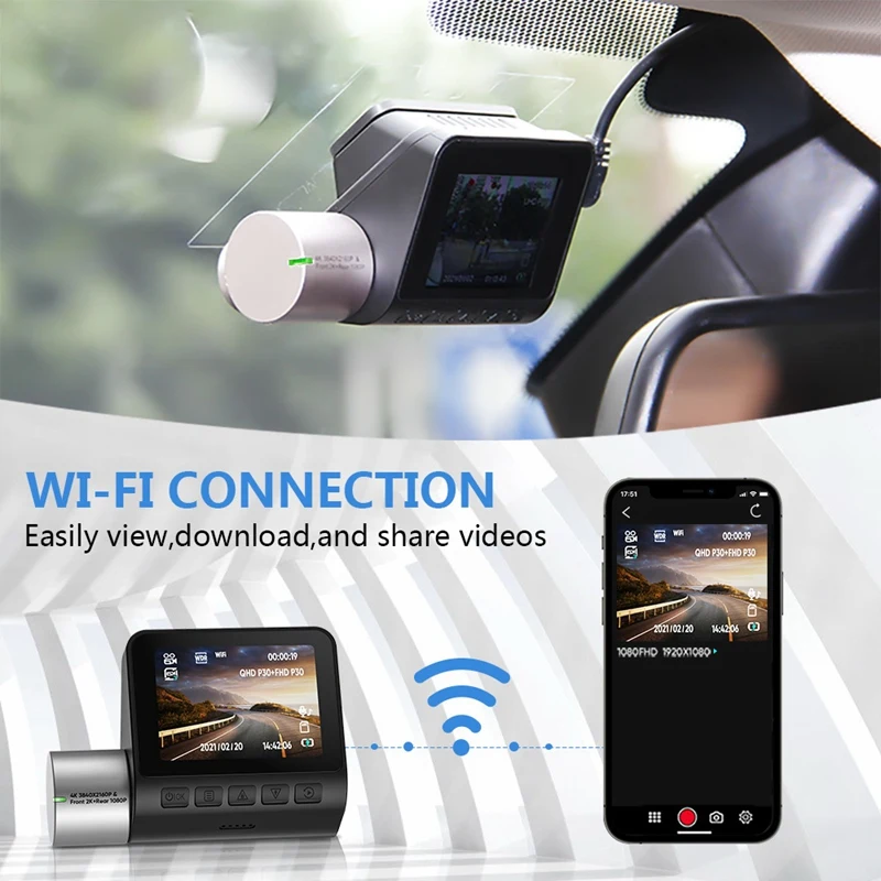 

Dash Cam With Wifi GPS Full HD Wide Angle Camera Night Vision Loop Recording