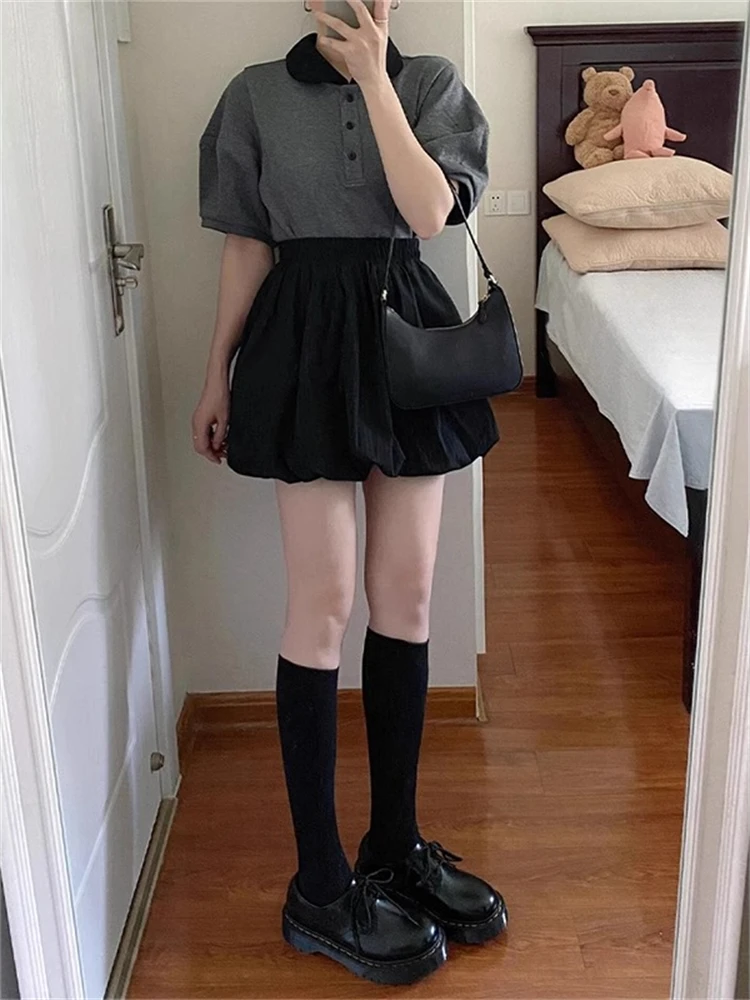 

Женские повседневные брюки с высокой талией и широкими штанинами, пышные, универсальные, черные, весенняя новинка в корейском стиле