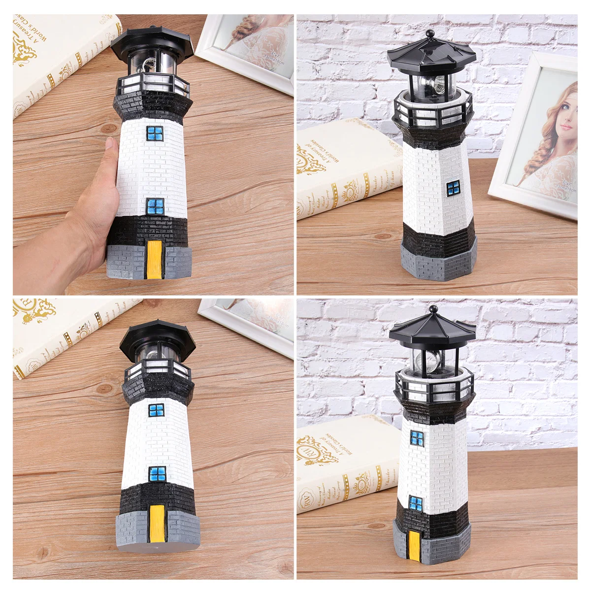 

1pc Solar Rotating Lighthouse Lamp Outdoor Garden Landscape Light Energy Saving Led Decorative Light For Yard Lawn Park