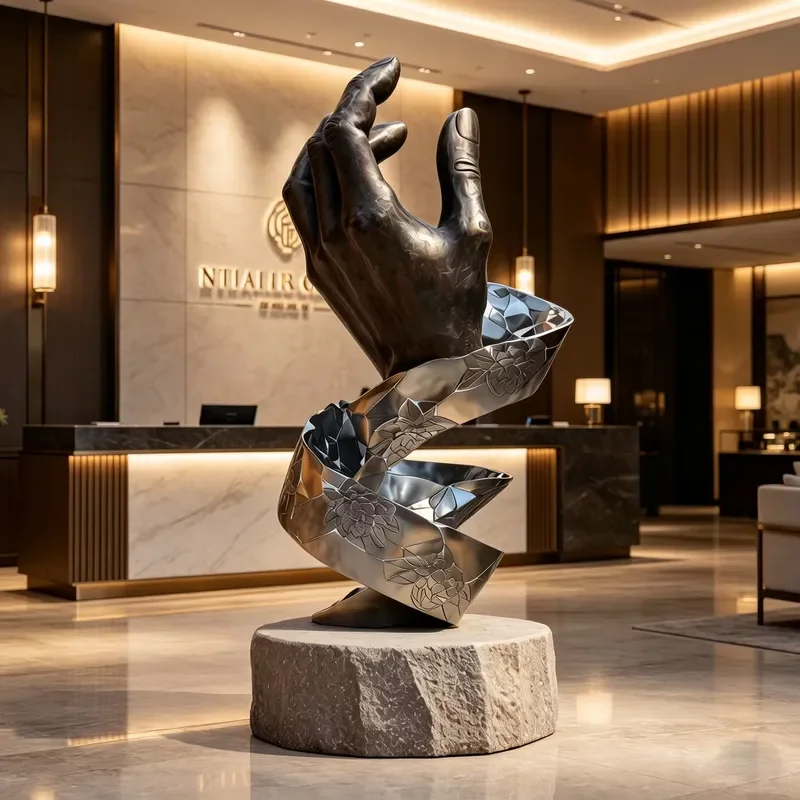 Jingyue Custom Modern Stainless Steel Polished Abstract Hand-Made Sculpture Art Figurine High-End Home Decor Business Gift