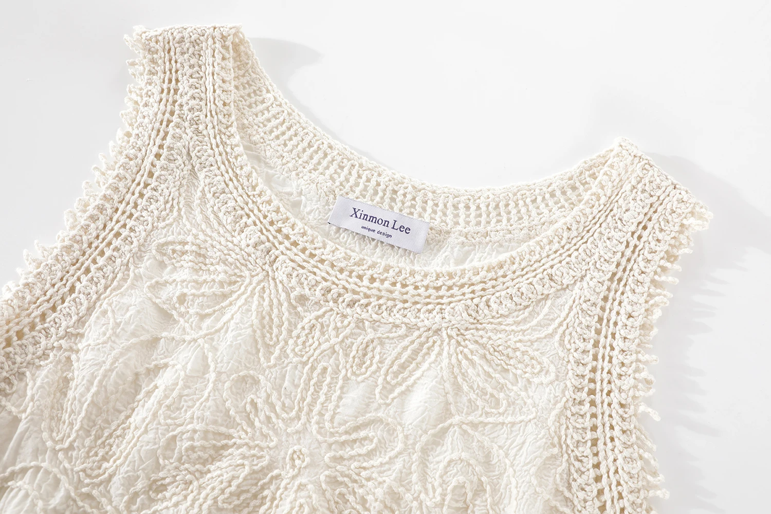 

Xinmon Design круглый вязаный свитер с кисточками и вышивкой, женский летний топ, облегающий крой, без све, китайский заказ