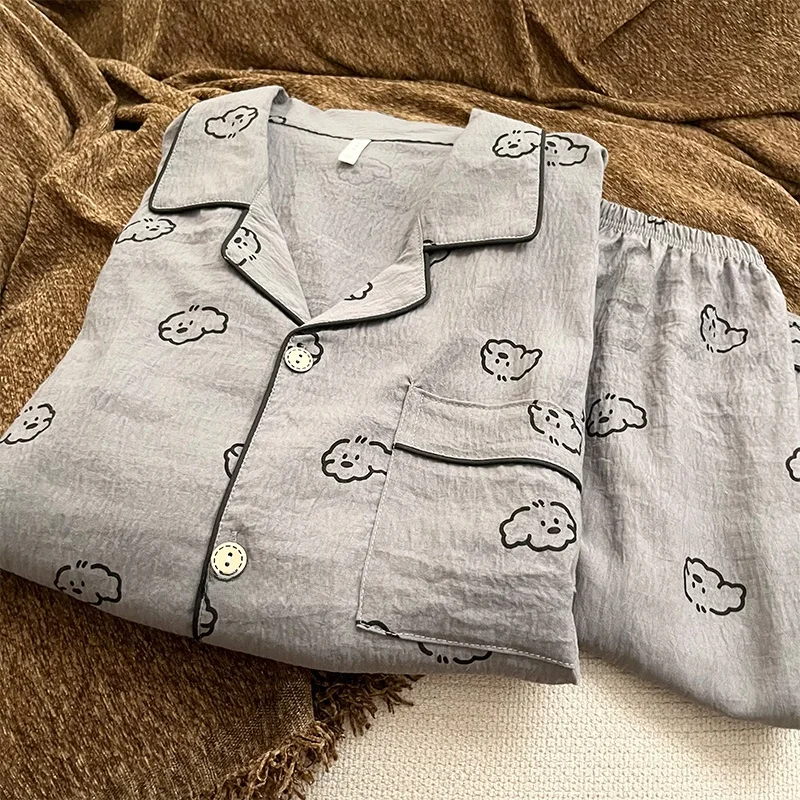 

2025 New Men's Spwear Summer Large Size Loose ort Sve Cartoon Dog Print Comfortable Cotton Home Clothes Set
