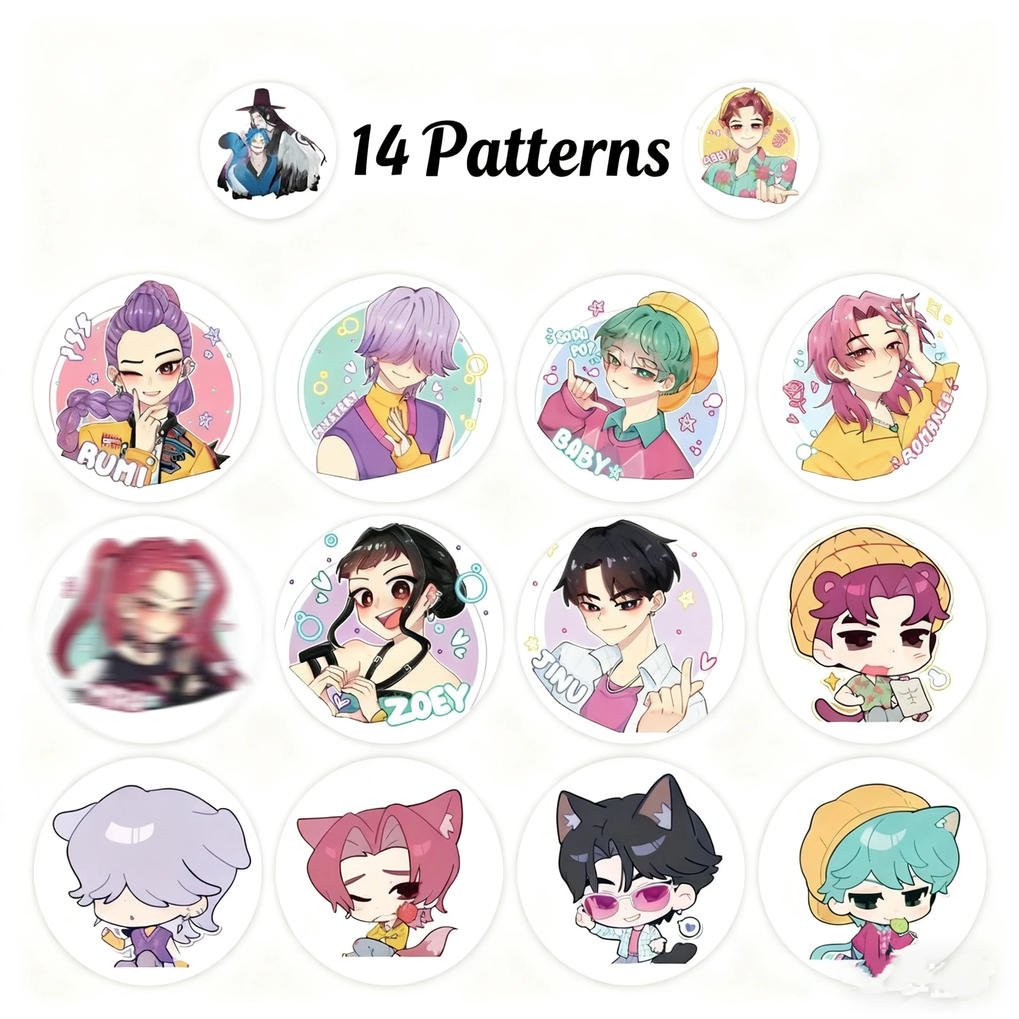 Korea-Exclusive Bestseller: 【Kopo Witch Hunt Squad】 Cute Cartoon Popular Roll Stickers, 2D Stickers for Notebook Decoration
