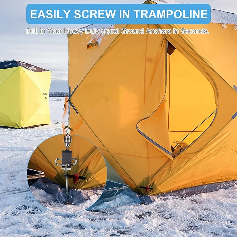 Top!-Ice Fishing Shelter Anchor Ice Shanty Anchor Outdoor Camping Tent Threaded Tent Peg Winter Steel Ice Tent Accessories