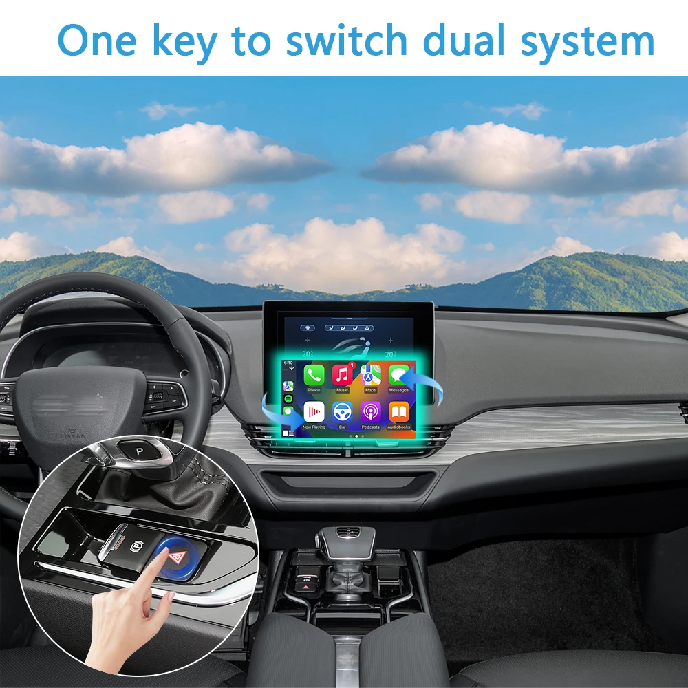 E-QM5 kamera Android nirkabel, HONGQI EQM5 modul Apple CarPlay 360 antarmuka kamera iPhone Mirroring