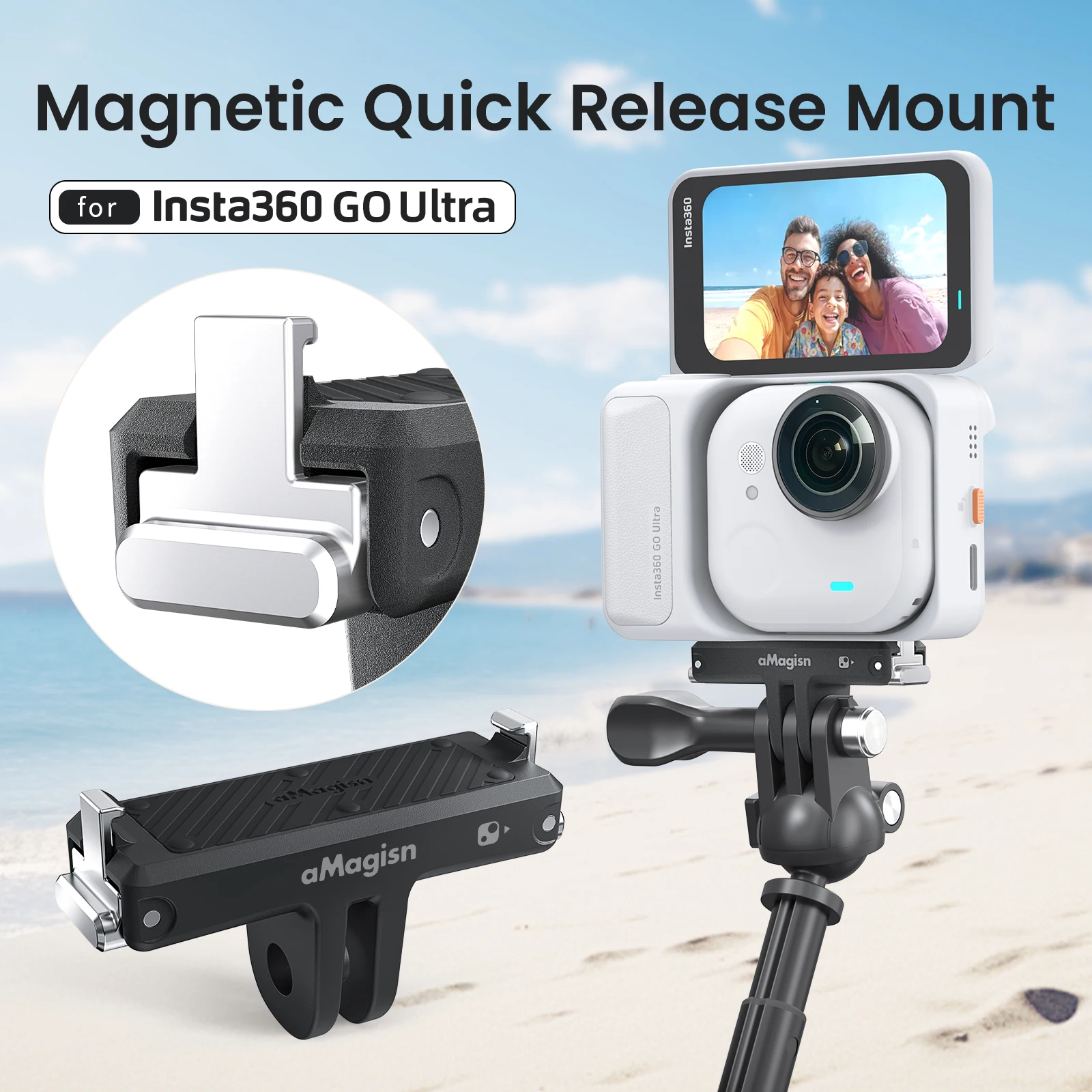 Quick Release Magnetische Halterung Für Go Ultra Kunststoff Magnetische Basis Mit Edelstahl Krallen Für Insta360 Go Ultra Zubehör