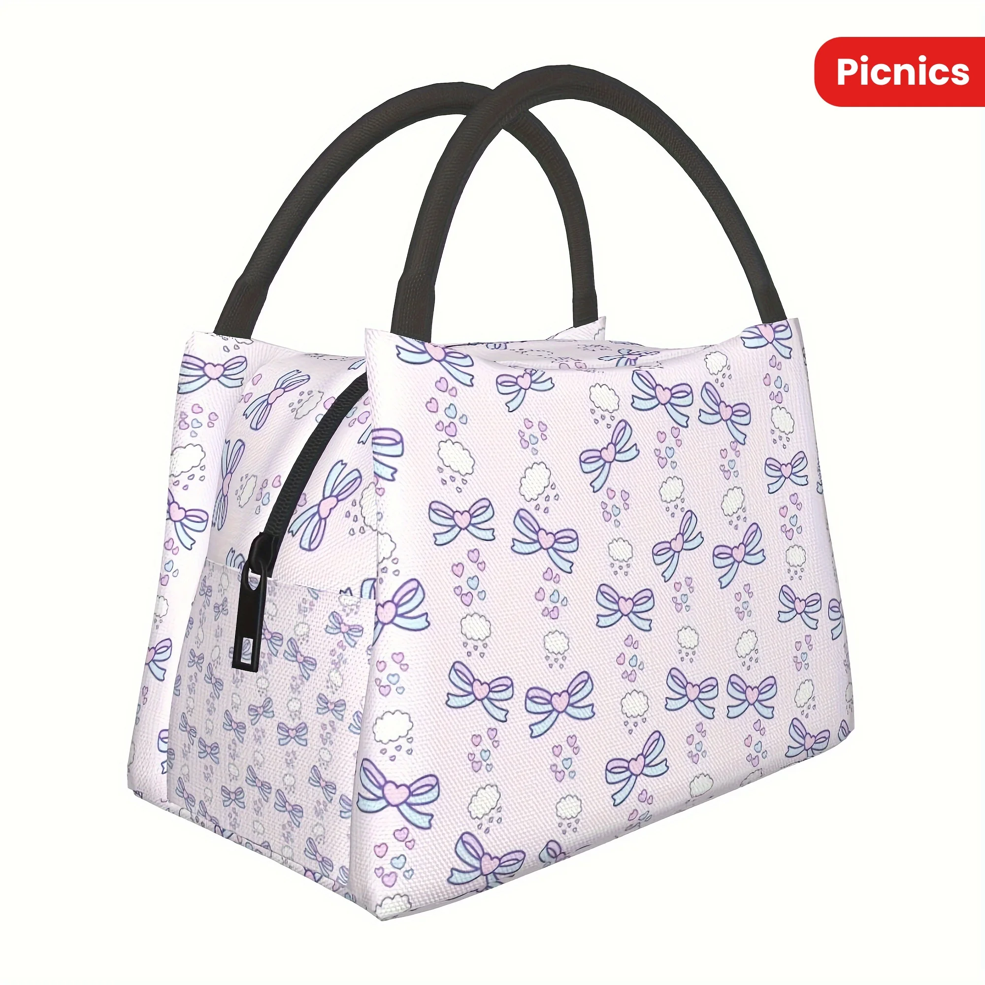 Lunch Bag with Bowknot Durable Polyester Insulated Lunch Bag - Versatile with Bowknot Design, Hand Washable
