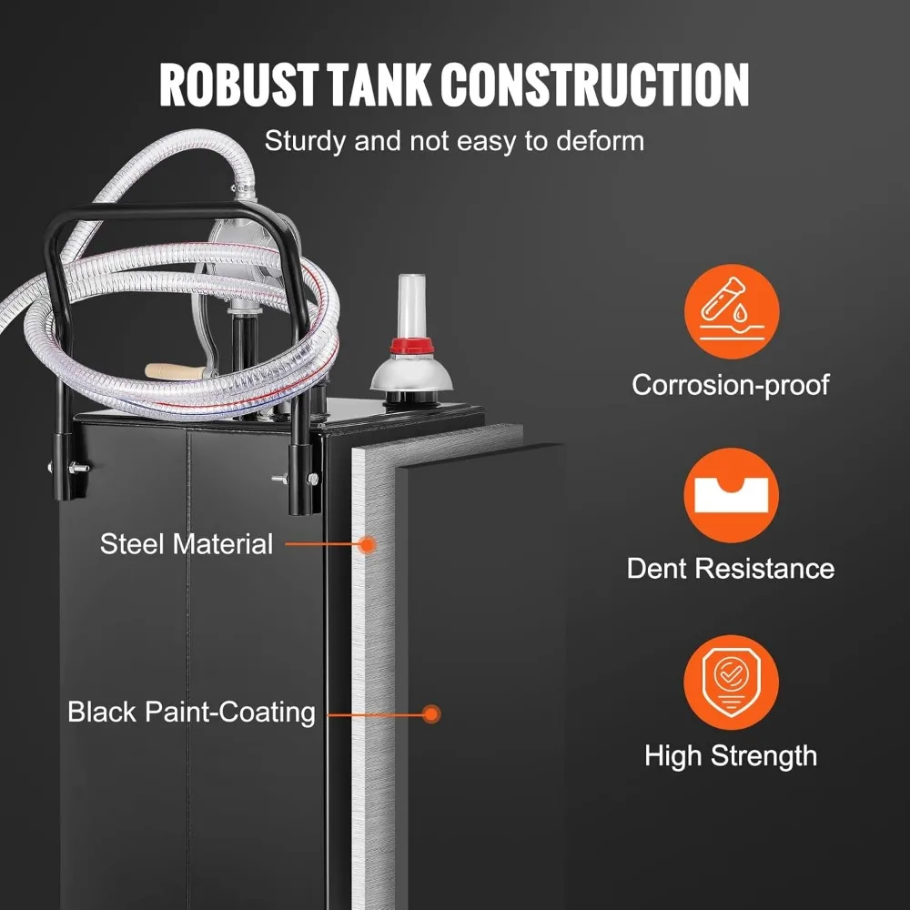 Portable 35 Gallon Fuel Storage Tank with Manual Pump for Gasoline and Diesel Vehicles