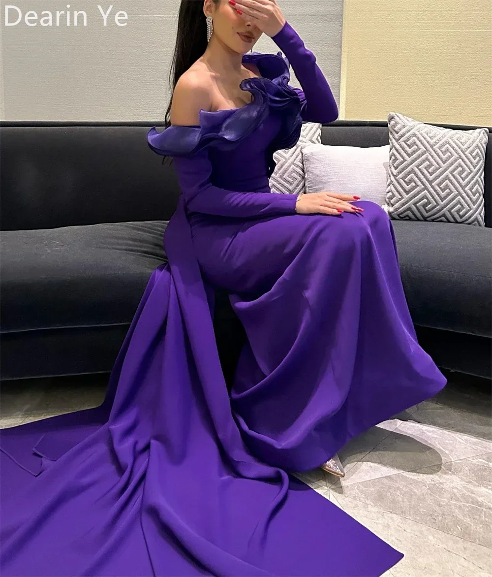 Customized Evening Gown Saudi Arabia Prom Dearin Off-the-shoulder Mermaid Floor Length Skirts Draped Applique Bespoke Occasion D