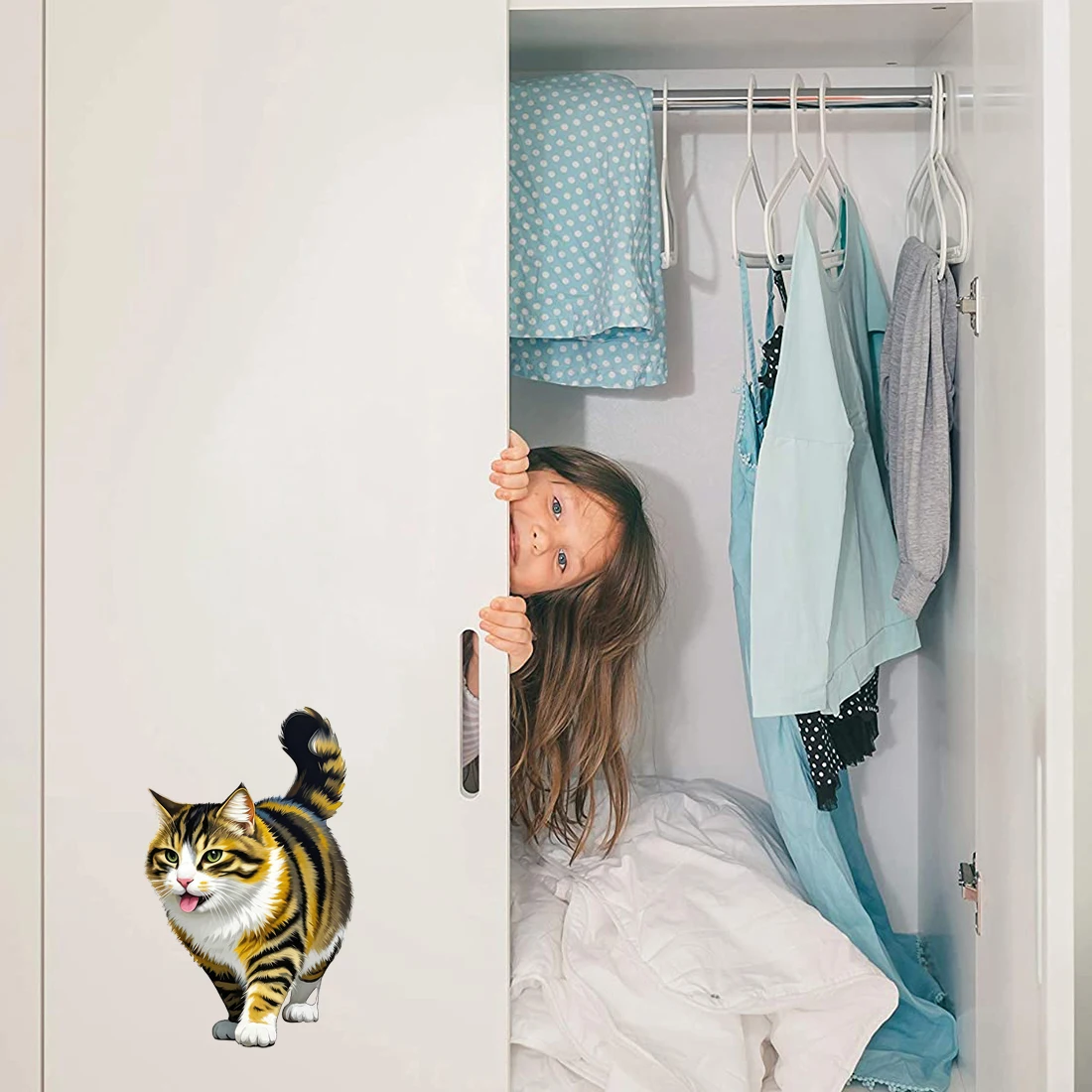 Three Ratels CG86 Fantasy colorful cat animal stickers for home decoration Funny car body decals