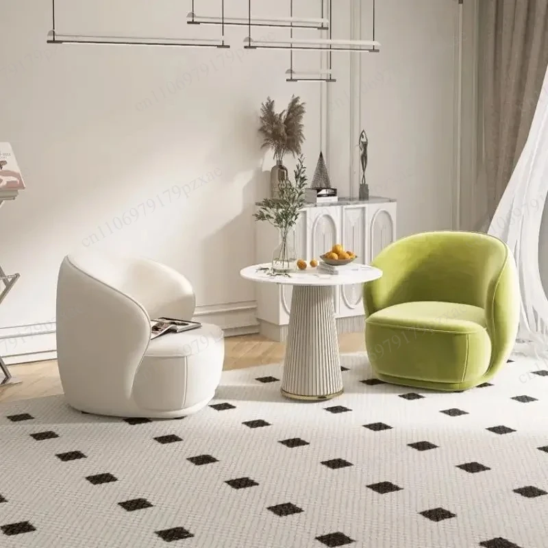 Light Luxury Cream Tone Single Sofa Small Size For Beauty Salon Hotel Homestay Exhibition Hall Reception Area