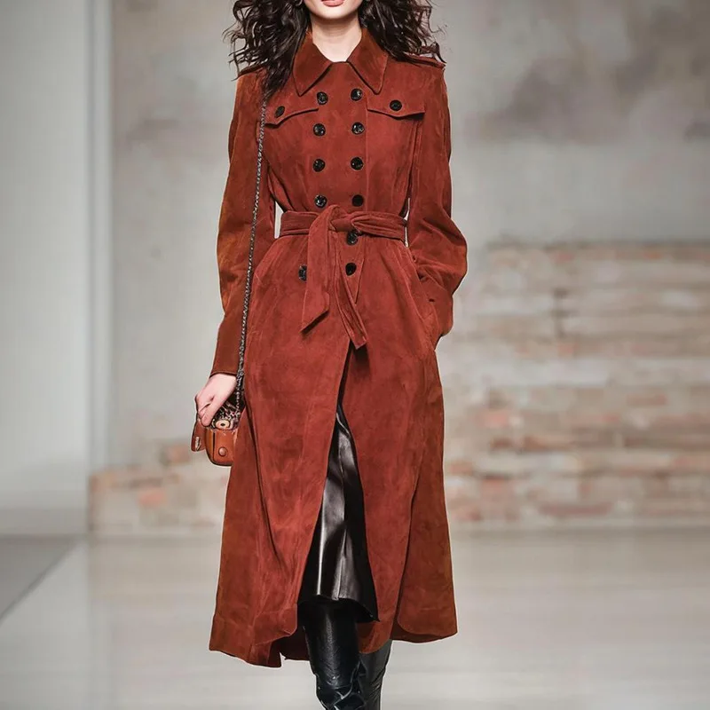Greenora LN1720 Spot 2025 European And American Cross-border Winter New Women's Clothing Deerskin Velvet Loose Medium And Long T