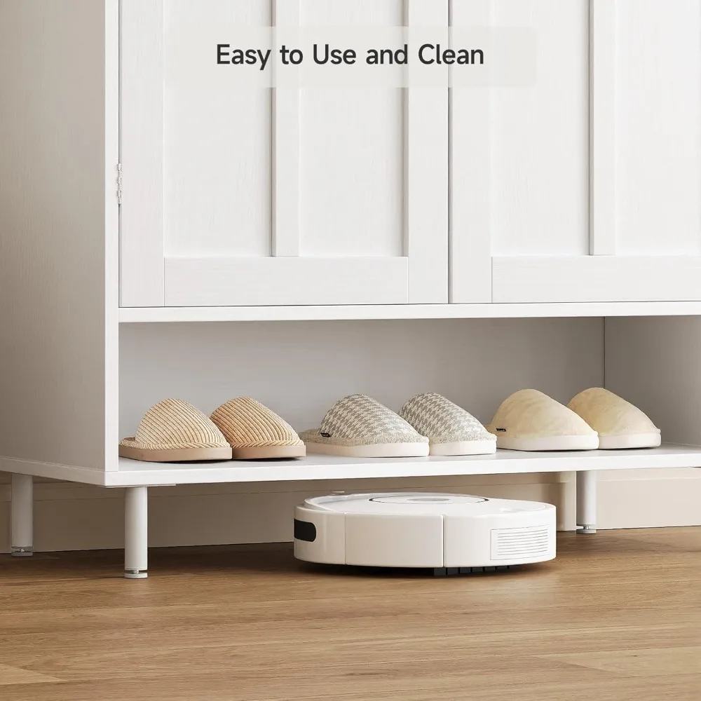 Armoire de rangement pour chaussures de 45 pouces, avec portes moulantes croisées, 3 étagères réglables et pieds en métal, étagère à chaussures pour porte d'entrée